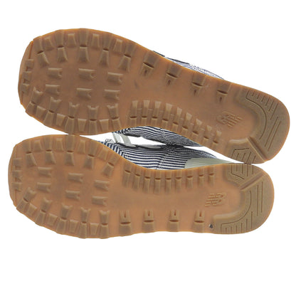NEW BALANCE ニューバランス 美品 ヒッコリー柄 スニーカー シューズ メンズ ホワイト/ネイビー 27cm ML574YLH シューズ