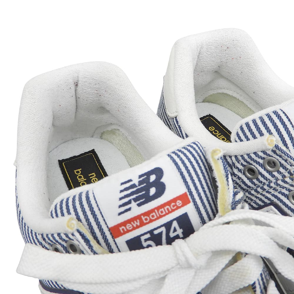 NEW BALANCE ニューバランス 美品 ヒッコリー柄 スニーカー シューズ メンズ ホワイト/ネイビー 27cm ML574YLH シューズ