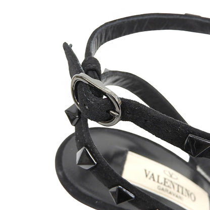 Valentino Garavani ヴァレンティノガラヴァーニ 新品同様 ロックスタッズ レース アンクルストラップ ヒール パンプス 黒 36 1/2 TW2S0393 シューズ