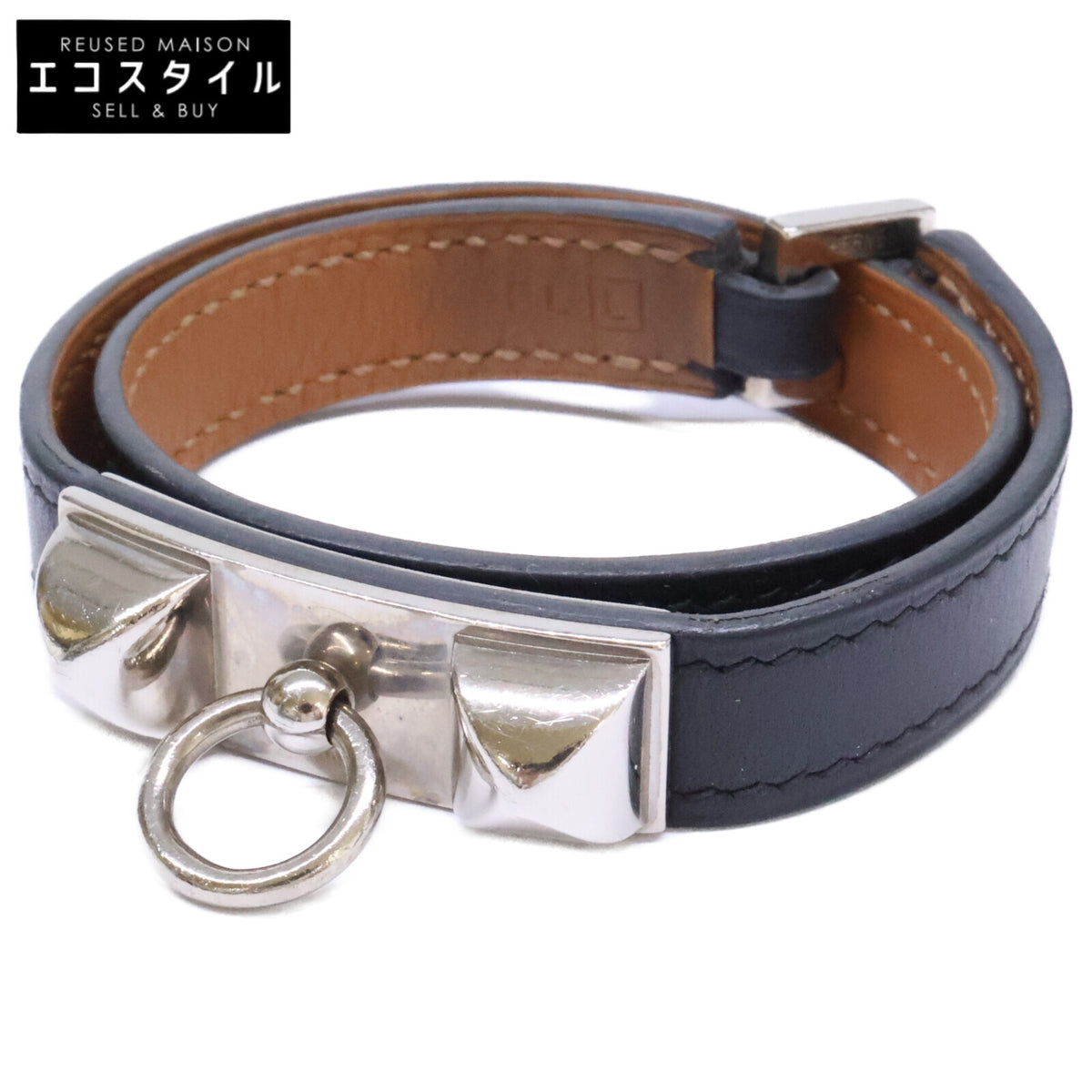 HERMES エルメス □L刻印 リヴァル ドゥブルトゥール レザー ブレスレット