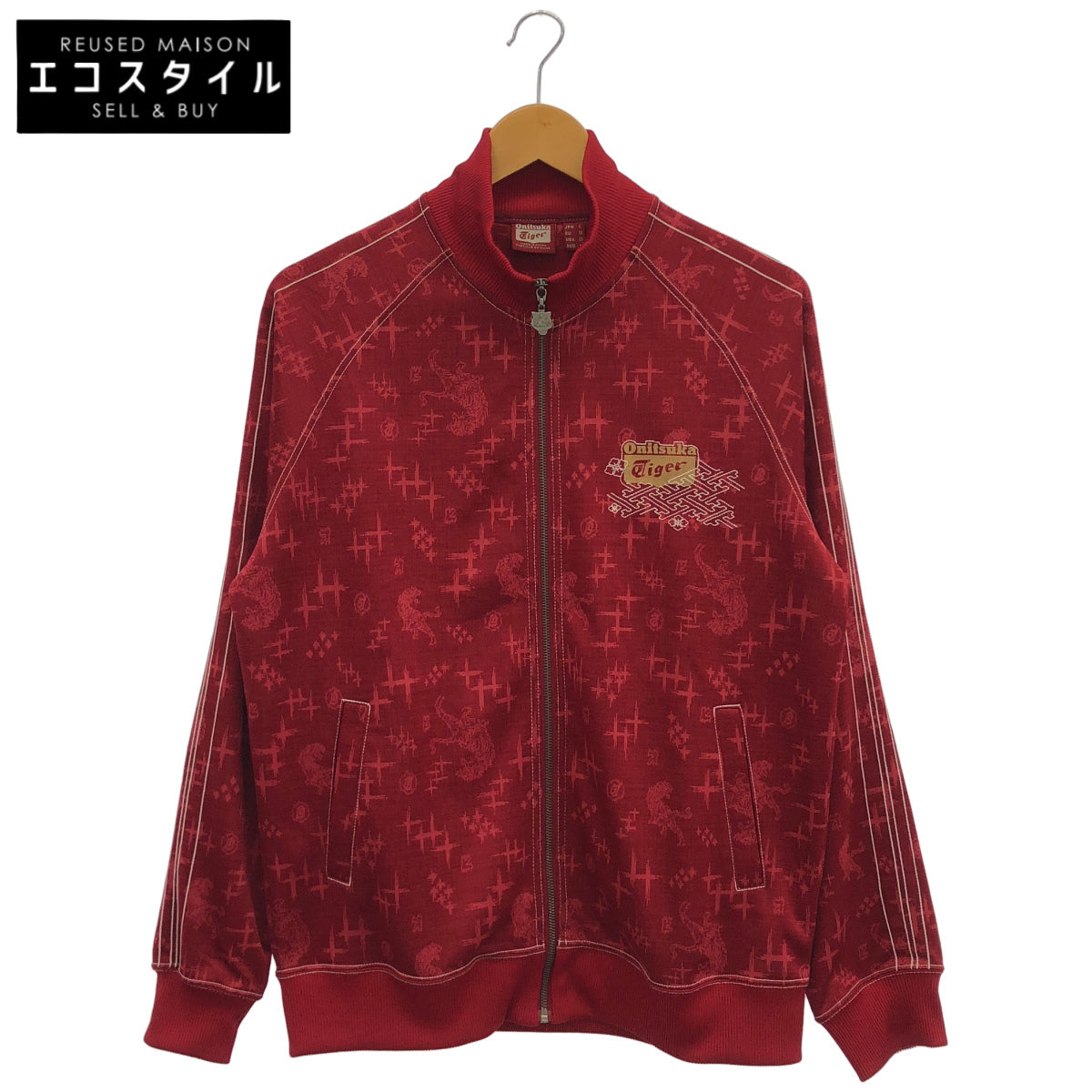 レッド 和柄 トラックジャケット トップス