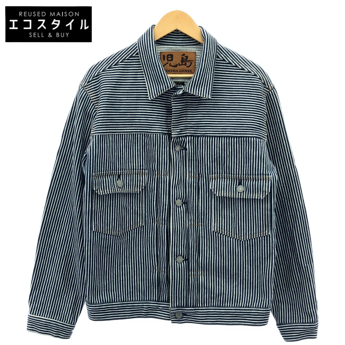 KOJIMA GENES 児島ジーンズ RNB-5500 ブルー×ホワイト ストライプ ヒッコリージャケット トップス