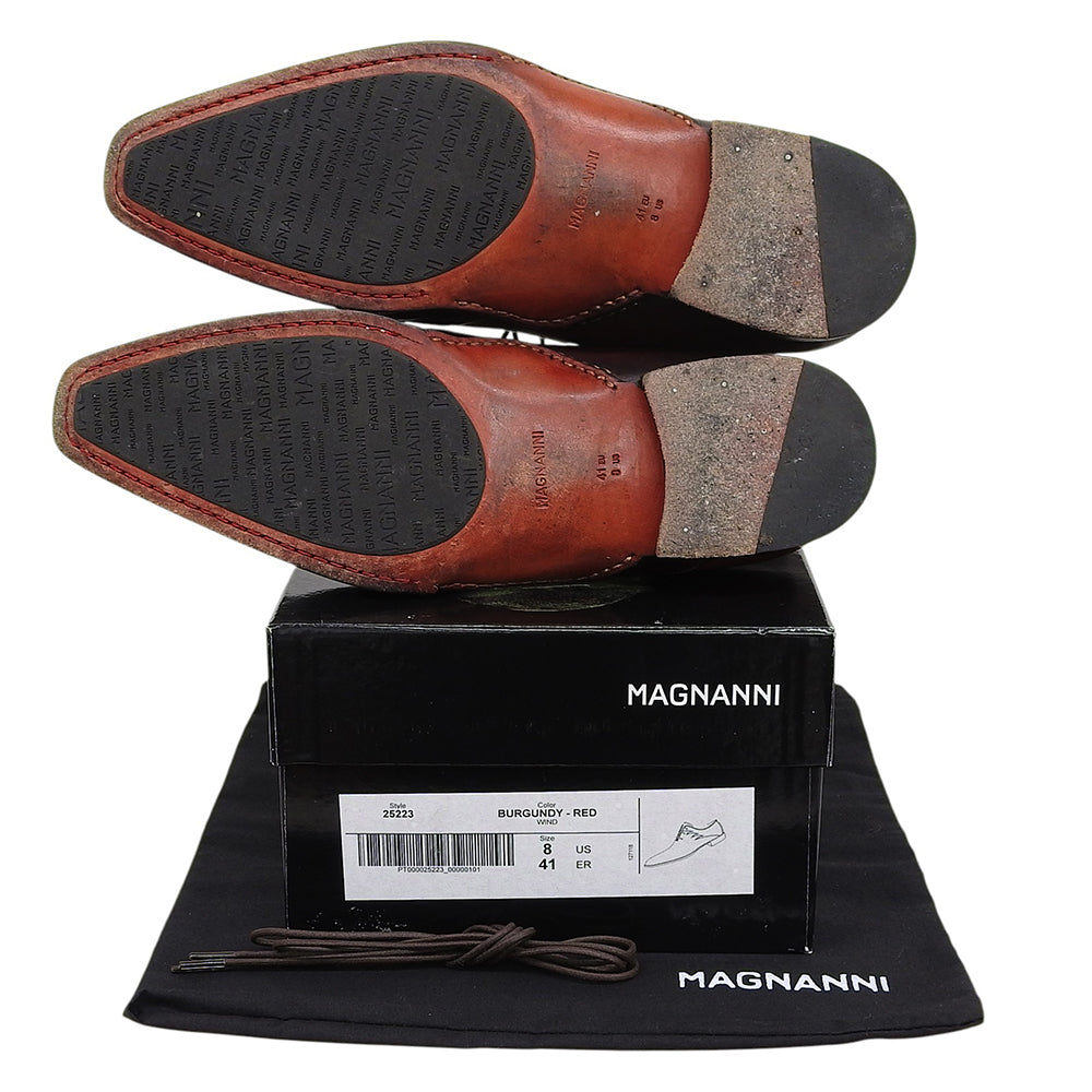 MAGNANNI マグナーニ ホールカット スパーク レザーシューズ メンズ バーガンディ レッド EU41 25223 シューズ