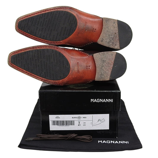 MAGNANNI マグナーニ ホールカット スパーク レザーシューズ メンズ バーガンディ レッド EU41 25223 シューズ