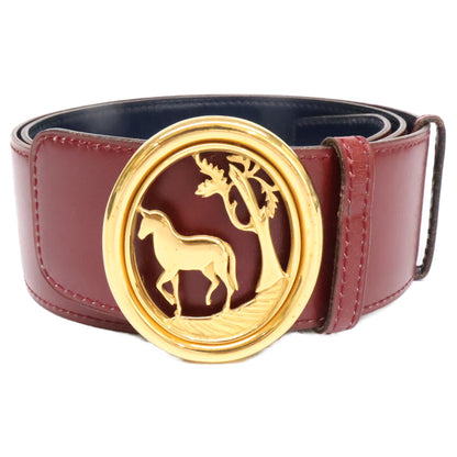 HERMES エルメス 〇I刻印 馬モチーフバックル リバーシブル レザー ベルト