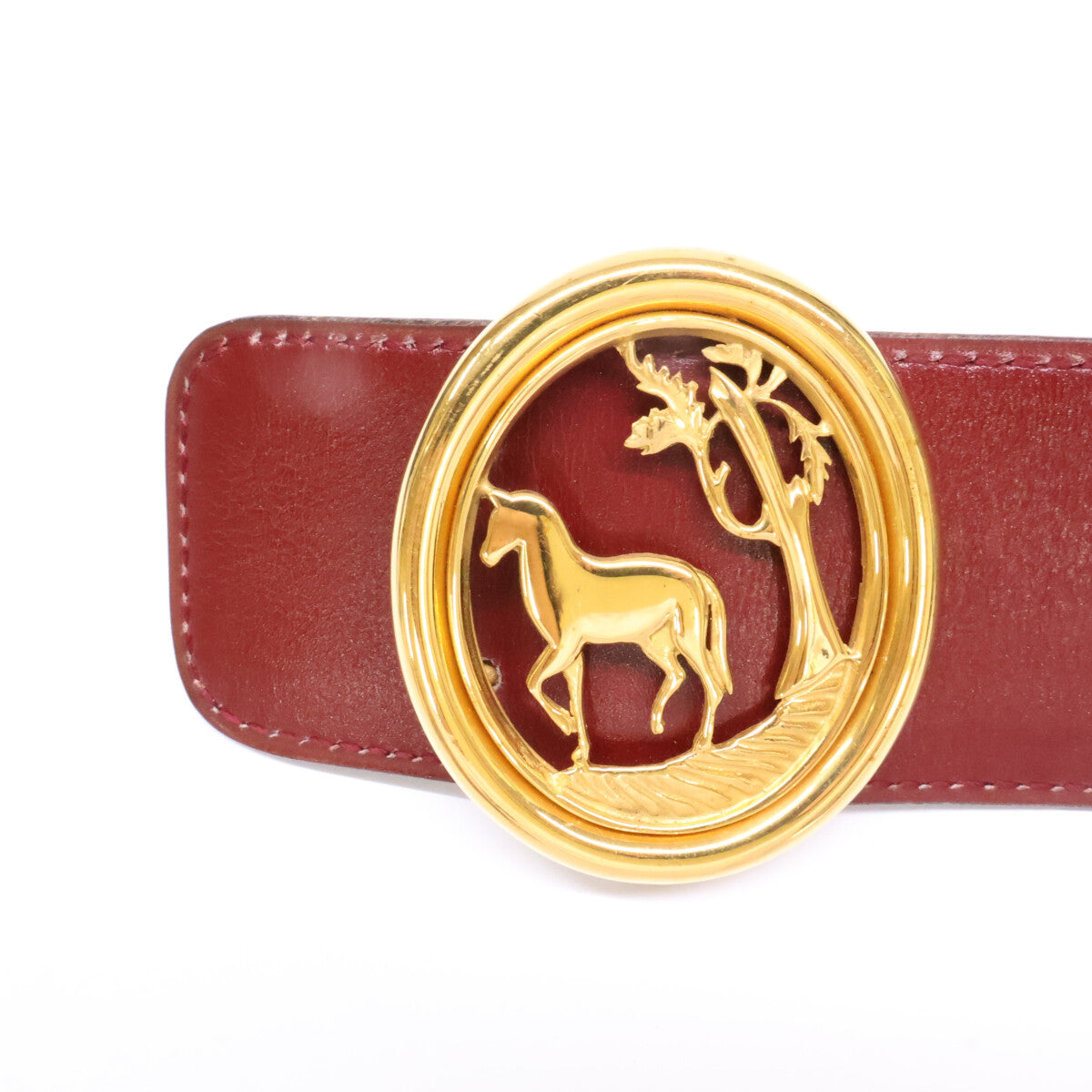 HERMES エルメス 〇I刻印 馬モチーフバックル リバーシブル レザー ベルト