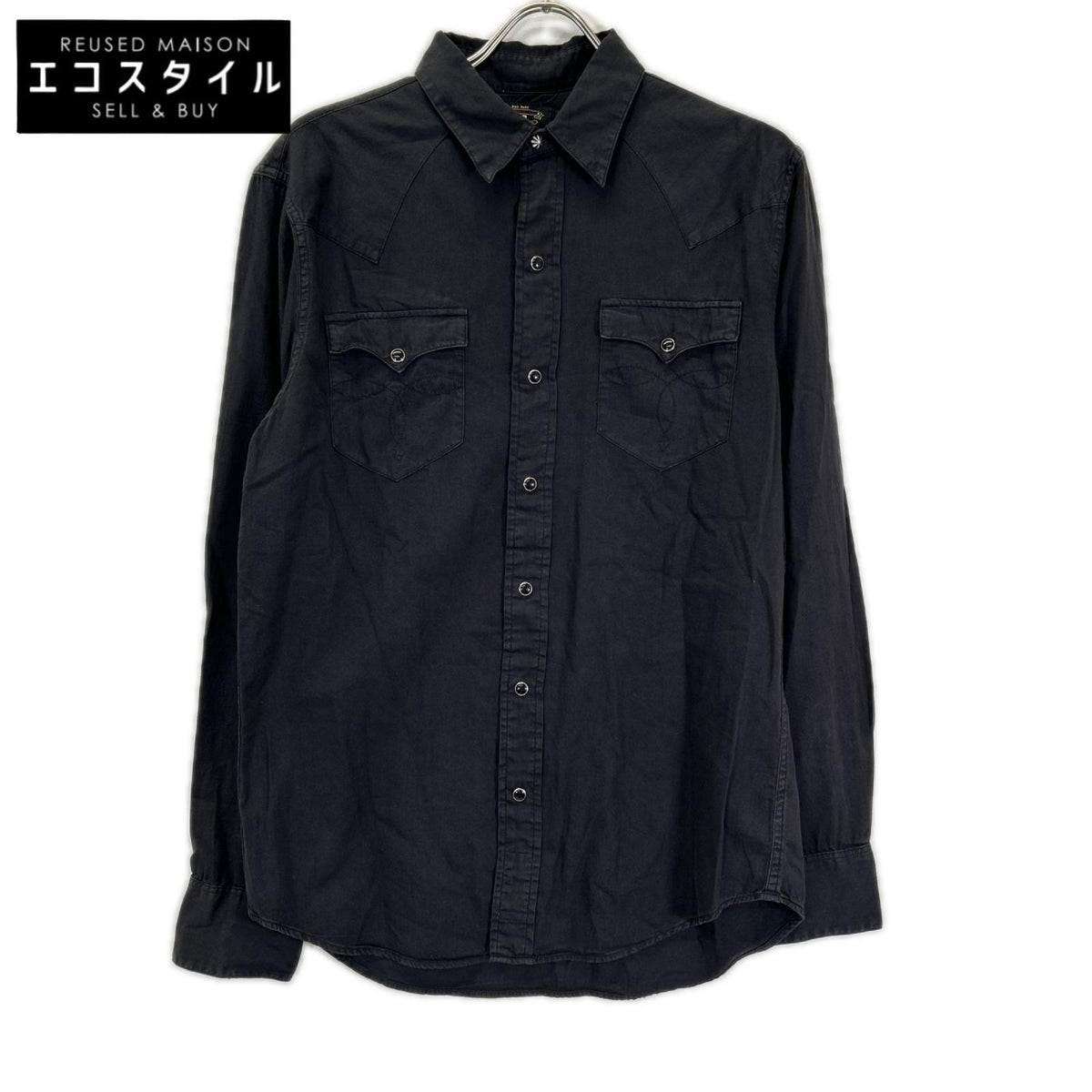 RRL ダブルアールエル ブラック コットンボタン コンチョボタン ウエスタンシャツ トップス
