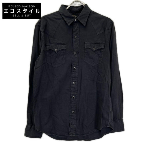 RRL ダブルアールエル ブラック コットンボタン コンチョボタン ウエスタンシャツ トップス