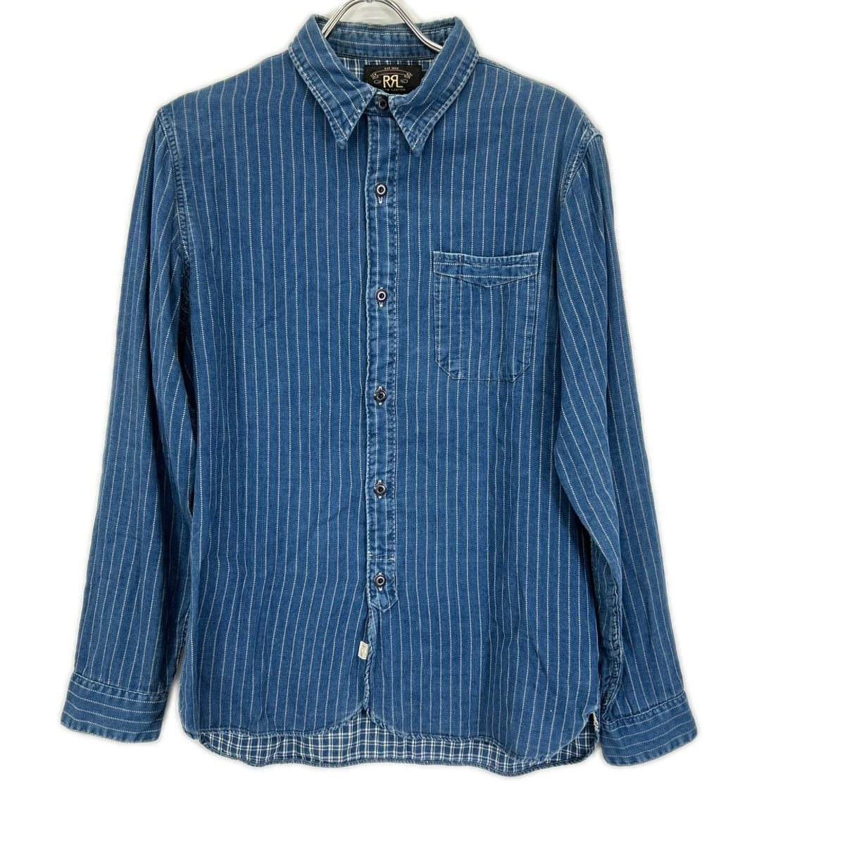 RRL ダブルアールエル 本藍染め ダブルフェイス コットン ウォバッシュ ストライプシャツ トップス