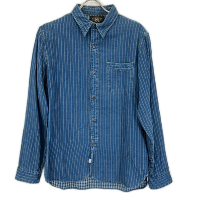 RRL ダブルアールエル 本藍染め ダブルフェイス コットン ウォバッシュ ストライプシャツ トップス