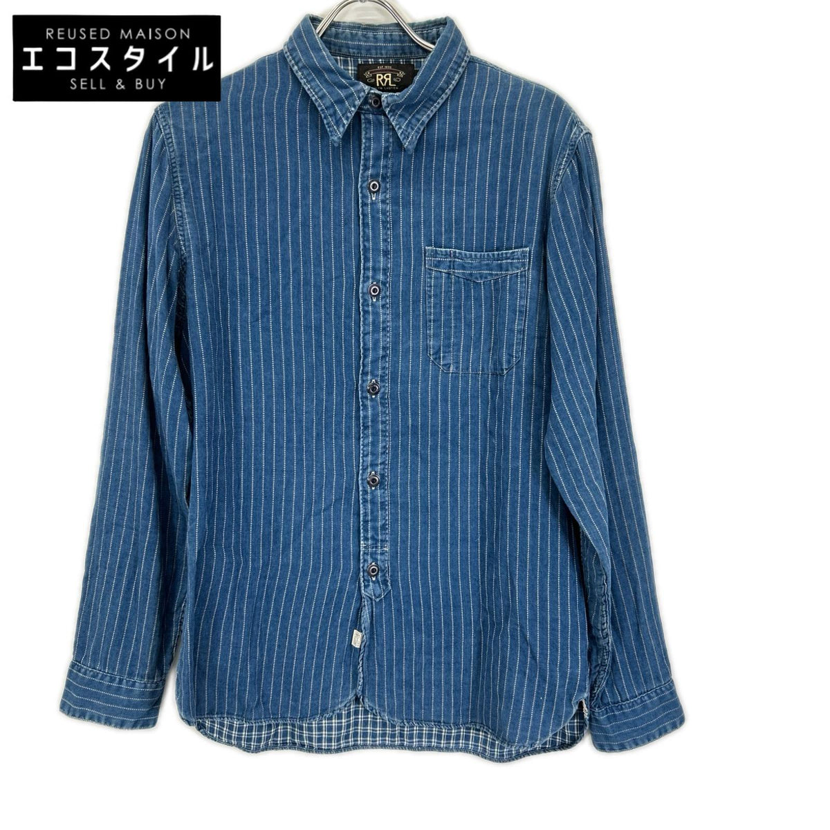 RRL ダブルアールエル 本藍染め ダブルフェイス コットン ウォバッシュ ストライプシャツ トップス