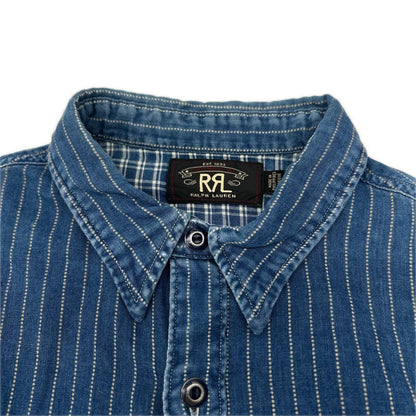 RRL ダブルアールエル 本藍染め ダブルフェイス コットン ウォバッシュ ストライプシャツ トップス