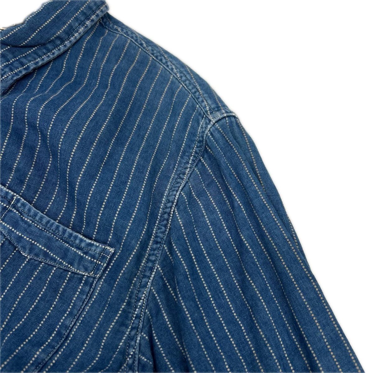 RRL ダブルアールエル 本藍染め ダブルフェイス コットン ウォバッシュ ストライプシャツ トップス