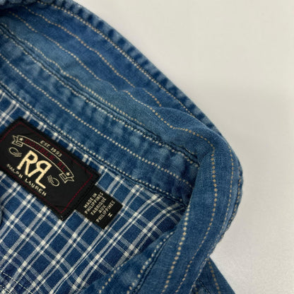 RRL ダブルアールエル 本藍染め ダブルフェイス コットン ウォバッシュ ストライプシャツ トップス