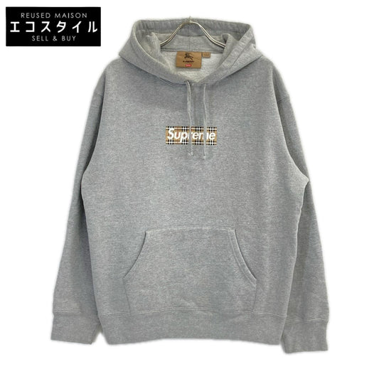Supreme シュプリーム ×BURBERRY グレー ノバチェック Box Logo Hooded Sweatshirt トップス