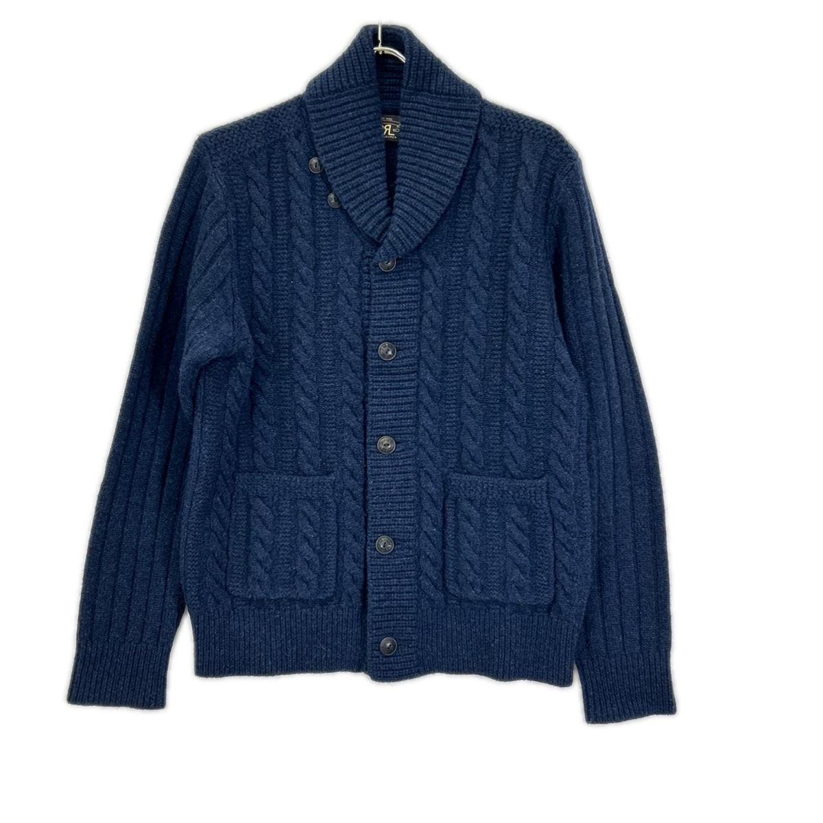 RRL ダブルアールエル 782710545 ネイビー ウール100 ショールカラー ニットカーディガン トップス