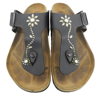 BIRKEN STOCK ビルケンシュトック ラムゼス フラワー スタッズサンダル シューズ メンズ ブラック 26.5cm シューズ