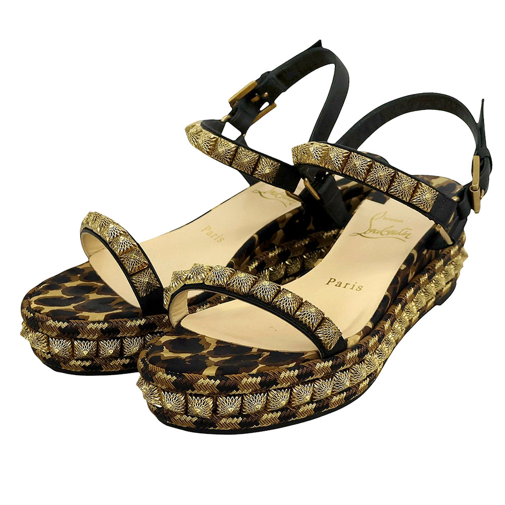 CHRISTIAN LOUBOUTIN クリスチャンルブタン PIRA RYAD ピラリヤド ストラップ サンダル シューズ レディース レオパード ブラウン系 36 シューズ