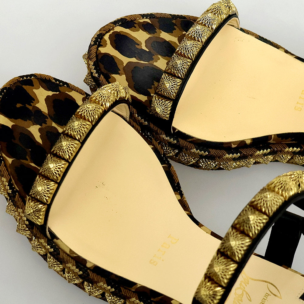 CHRISTIAN LOUBOUTIN クリスチャンルブタン PIRA RYAD ピラリヤド ストラップ サンダル シューズ レディース レオパード ブラウン系 36 シューズ