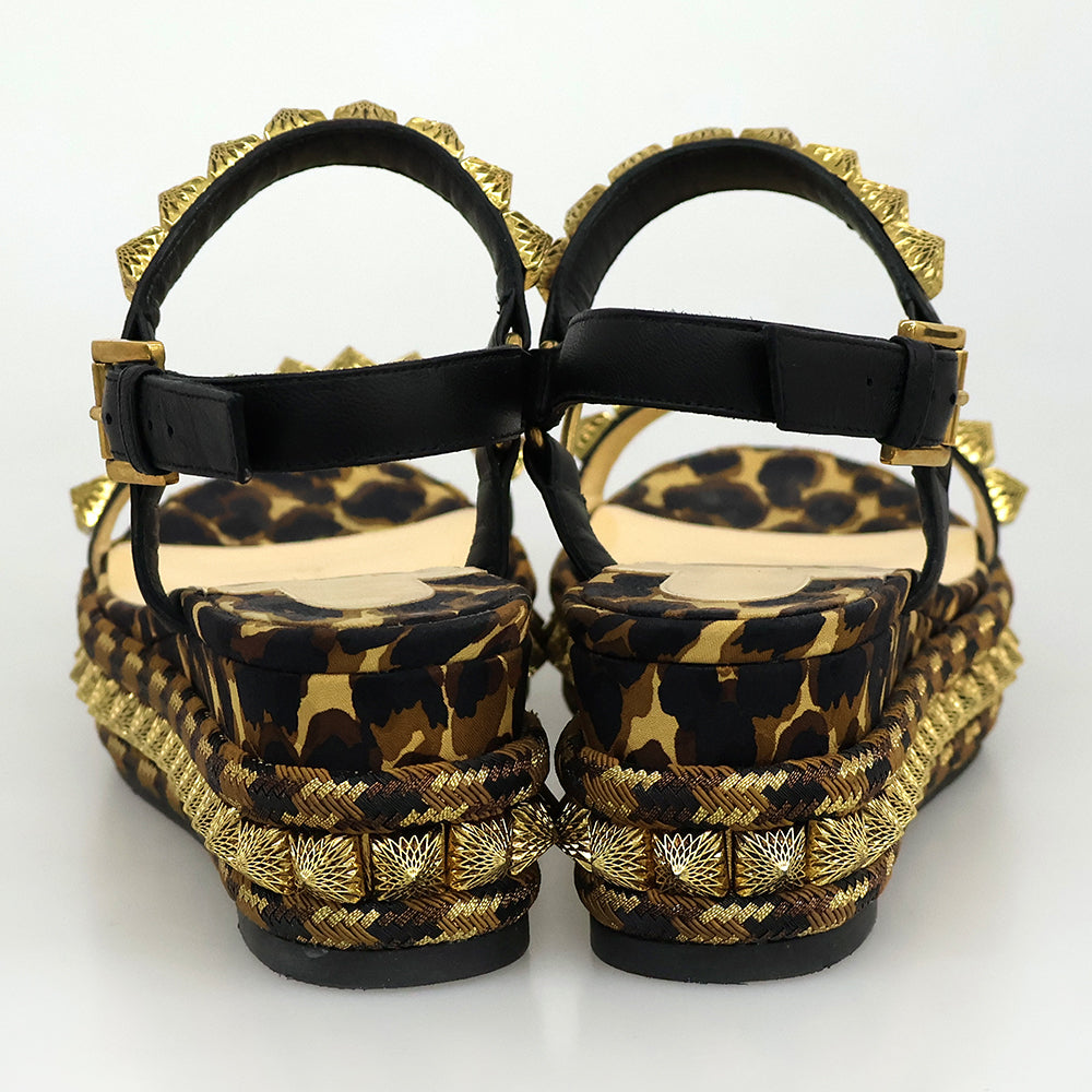 CHRISTIAN LOUBOUTIN クリスチャンルブタン PIRA RYAD ピラリヤド ストラップ サンダル シューズ レディース レオパード ブラウン系 36 シューズ