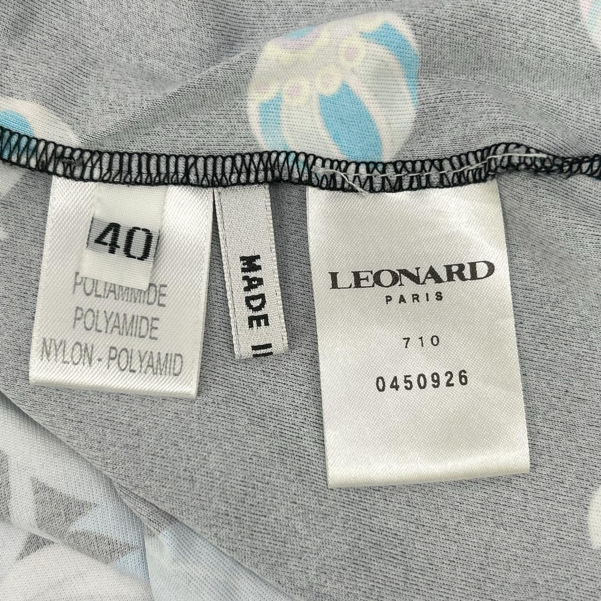 LEONARD レオナール 【PARIS】0450926 ブラック ブルー総柄 ナイロン100 ワンピース ワンピース