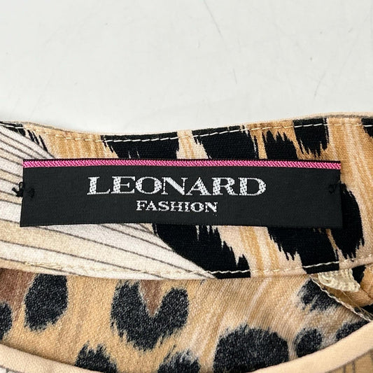 LEONARD レオナール 0170230 ブラウン カンカン素材 レオパード ワンピース ワンピース
