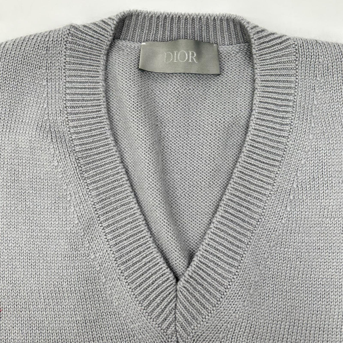 DIOR ディオール 443M647AT879 グレー ロゴ 刺繍 ウール×アルパカ ニット ベスト ベスト