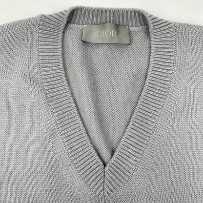 DIOR ディオール 443M647AT879 グレー ロゴ 刺繍 ウール×アルパカ ニット ベスト ベスト