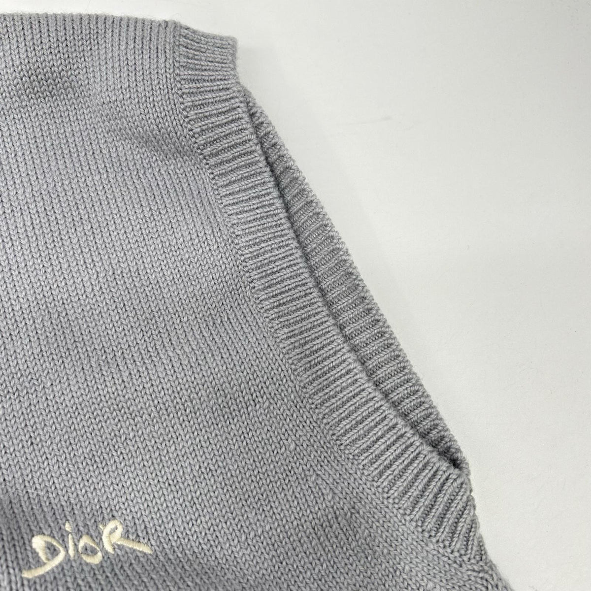 DIOR ディオール 443M647AT879 グレー ロゴ 刺繍 ウール×アルパカ ニット ベスト ベスト