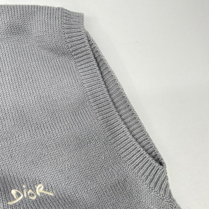 DIOR ディオール 443M647AT879 グレー ロゴ 刺繍 ウール×アルパカ ニット ベスト ベスト