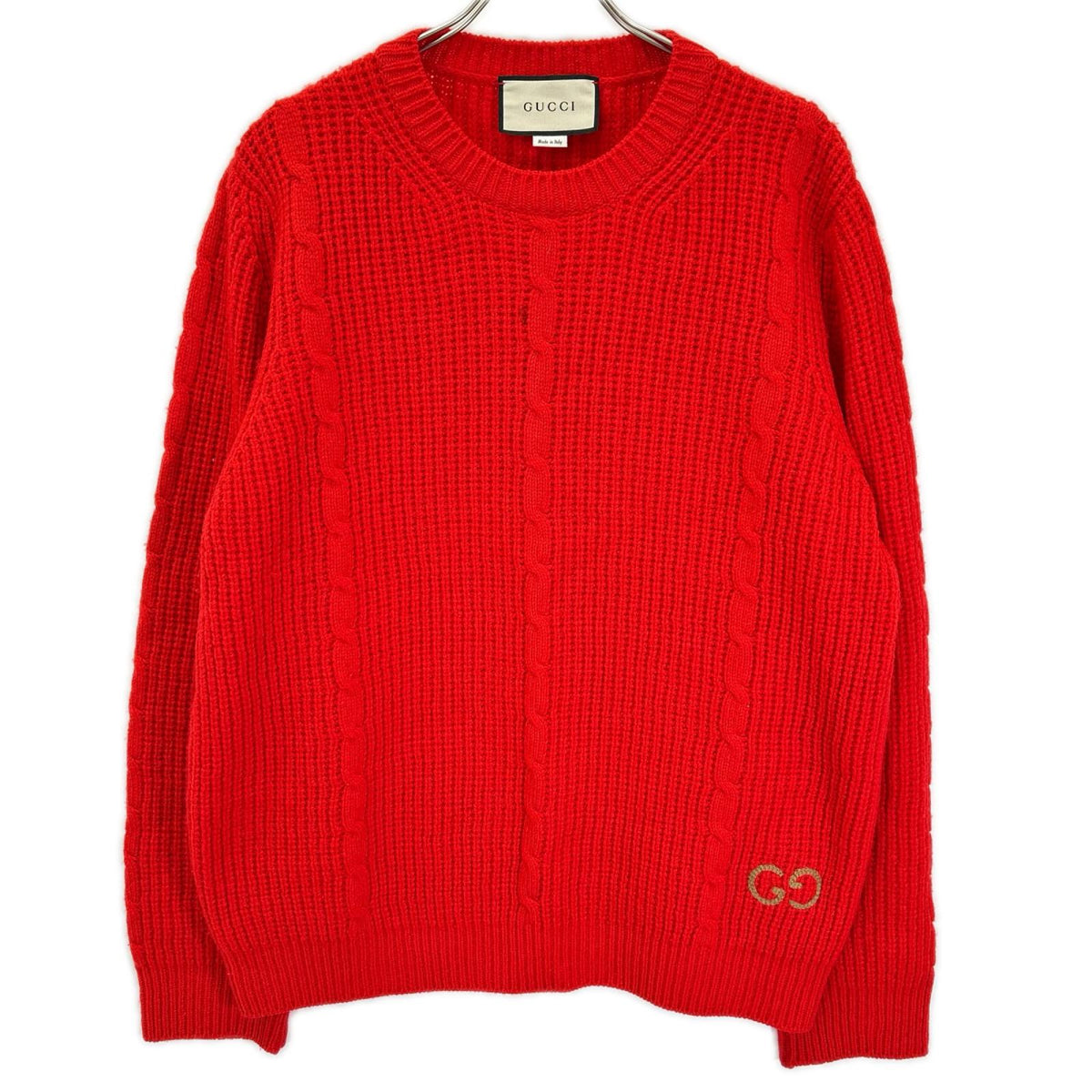 GUCCI グッチ 597732 レッド ワッフル GGジャンパー ケーブルニットセーター トップス