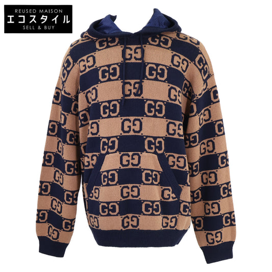 GUCCI グッチ 【新品同様/国内正規】752097 GGコットン ジャガード プルオーバー ニットパーカー トップス