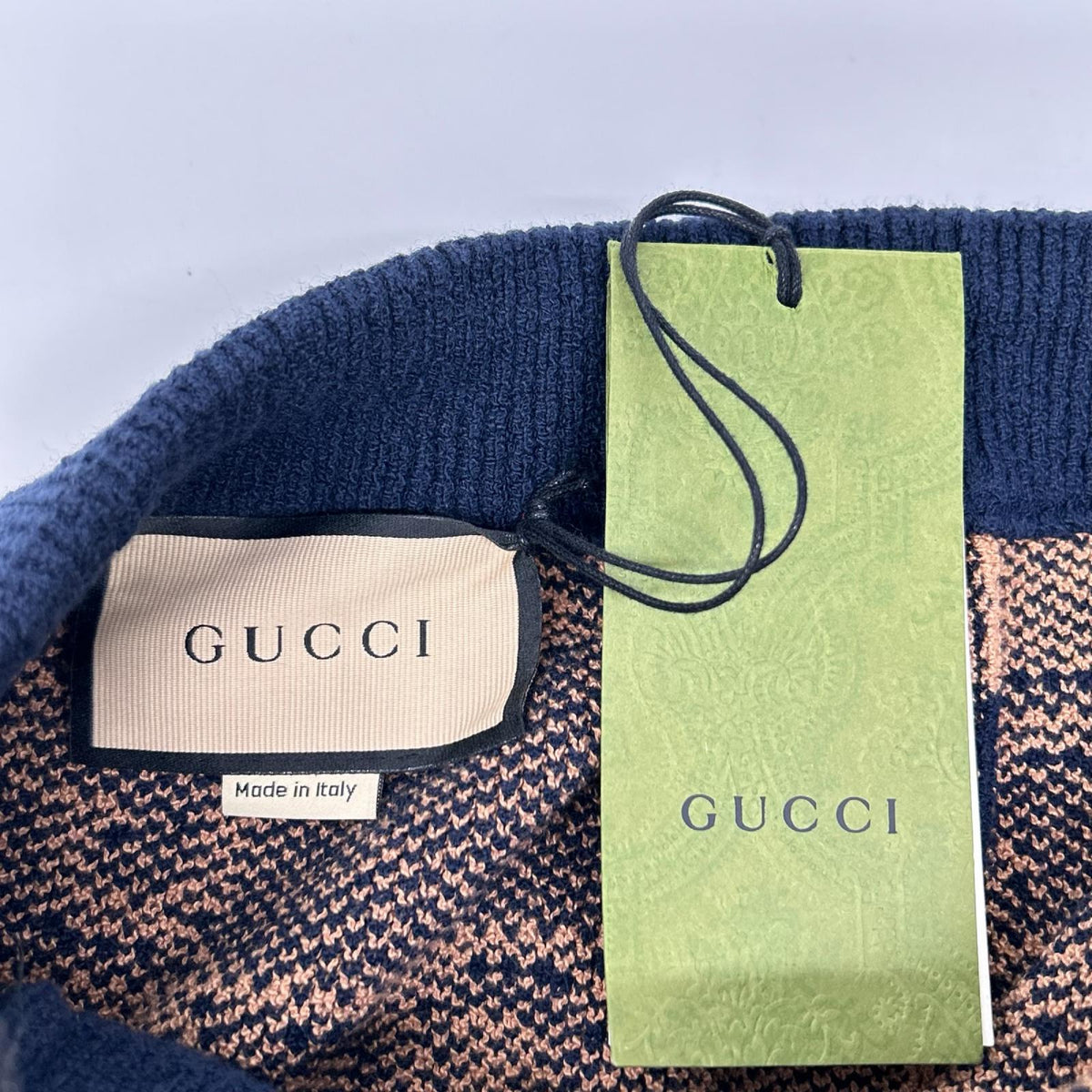 GUCCI グッチ 752098 ブラウン×ネイビー GGコットンジャガードニット ハーフパンツ ボトムス