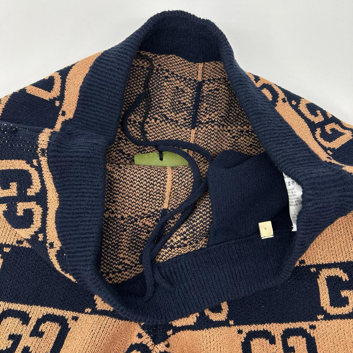 GUCCI グッチ 752098 ブラウン×ネイビー GGコットンジャガードニット ハーフパンツ ボトムス