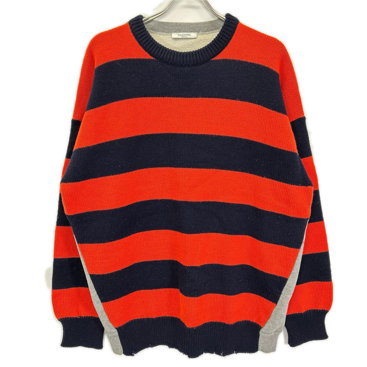 VALENTINO ヴァレンティノ WV3KC15F7HM オレンジ×ネイビー×グレー 切替 ニット トップス