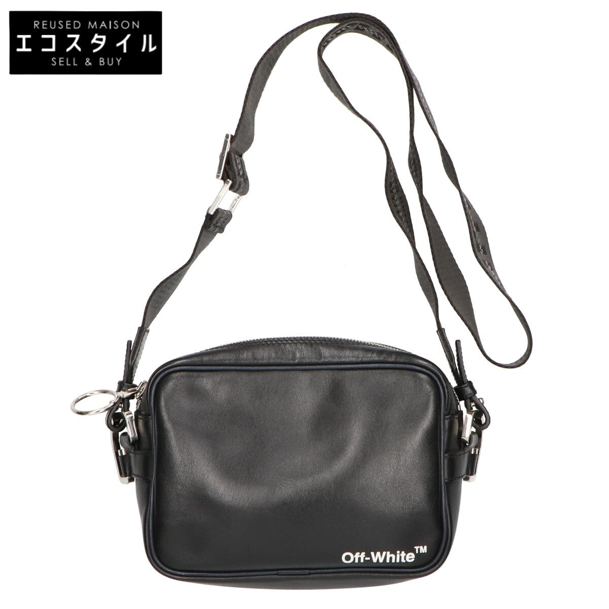 OFF-WHITE オフホワイト 【美品】OMNA049F18659019 ロゴプリント レザー ショルダーバッグ