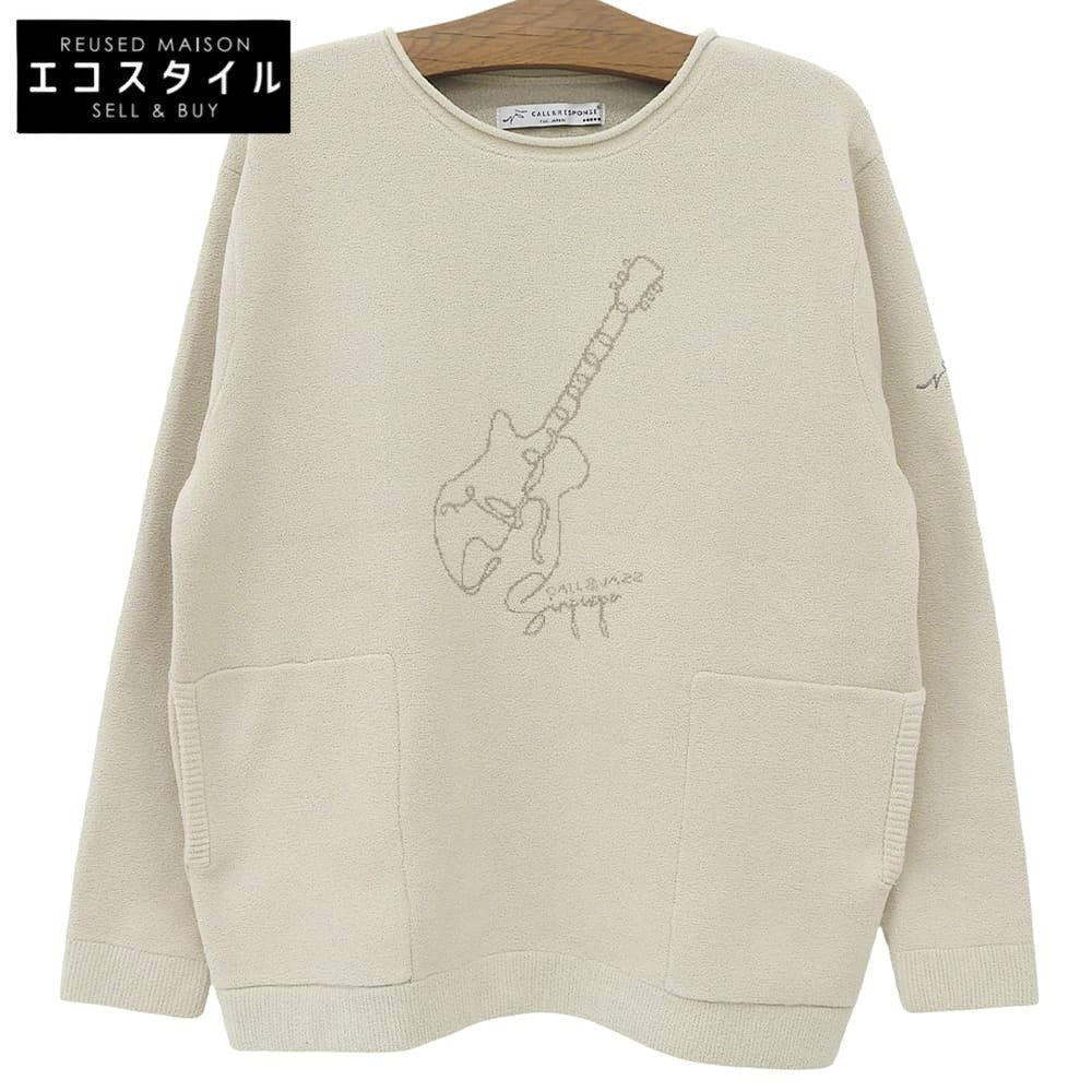 CALL&RESPONSE コールアンドレスポンス 美品 エレキギターサイセンタク プルオーバー トップス メンズ アイボリー XL 244-1441-13 トップス