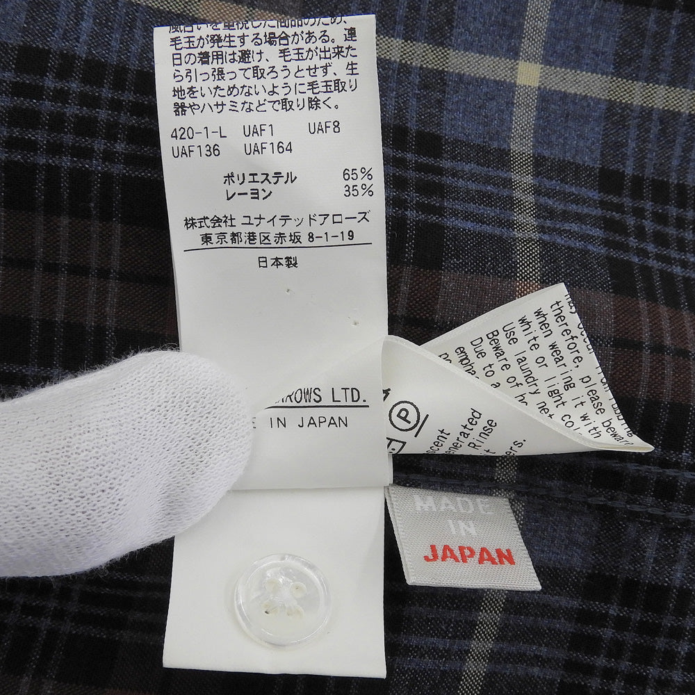steven alan スティーブンアラン 美品 RETROCHECK REGULAR COLLAR 半袖 シャツ トップス メンズ ブルー×ブラウン M トップス
