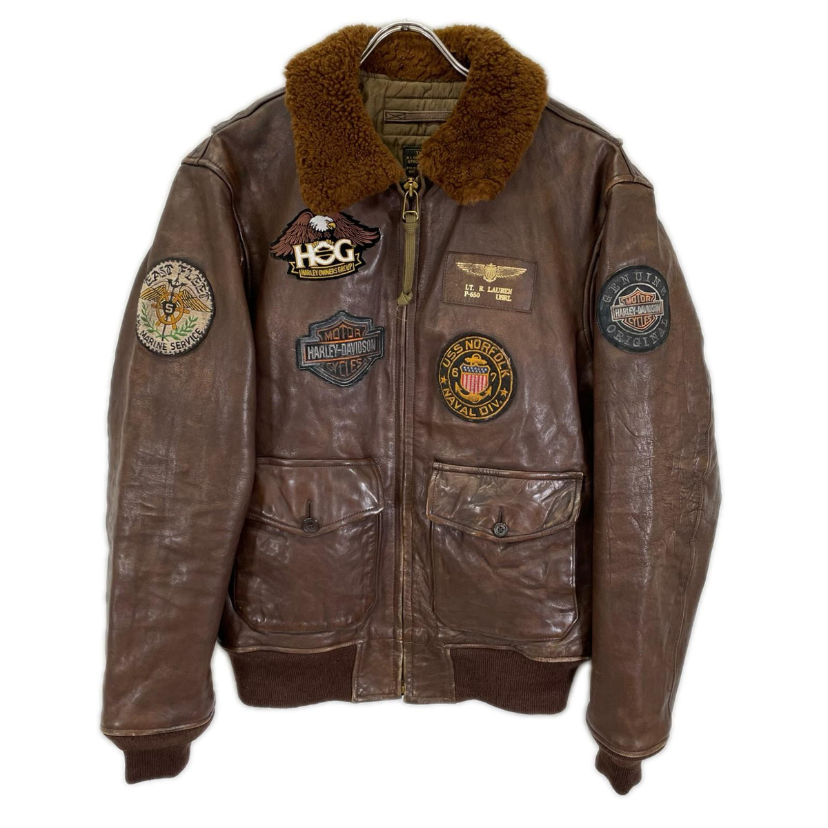 POLObyRalphLauren ポロラルフローレン ブラウン ダメージ加工 B-3 ジャケット ジャケット