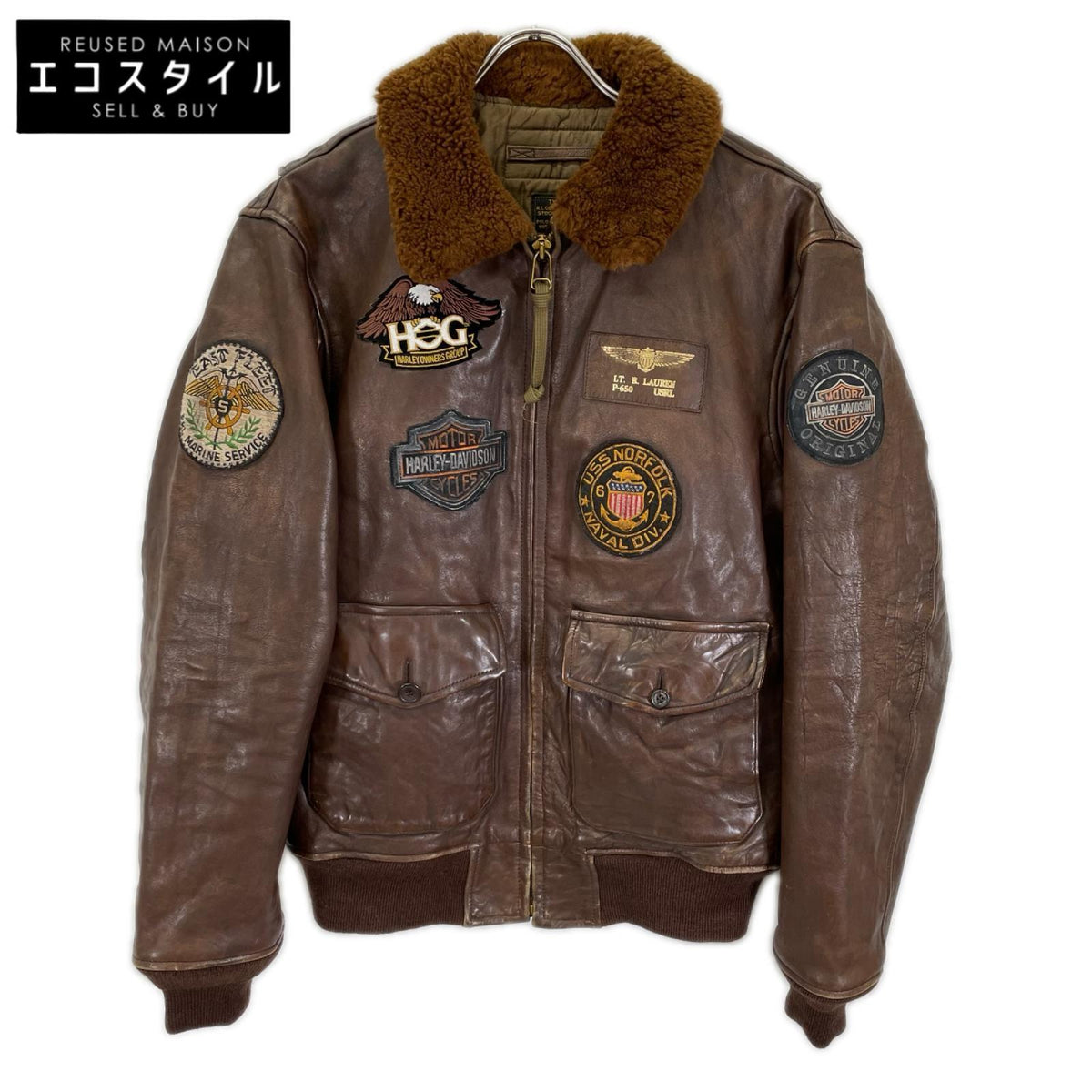 POLObyRalphLauren ポロラルフローレン ブラウン ダメージ加工 B-3 ジャケット ジャケット
