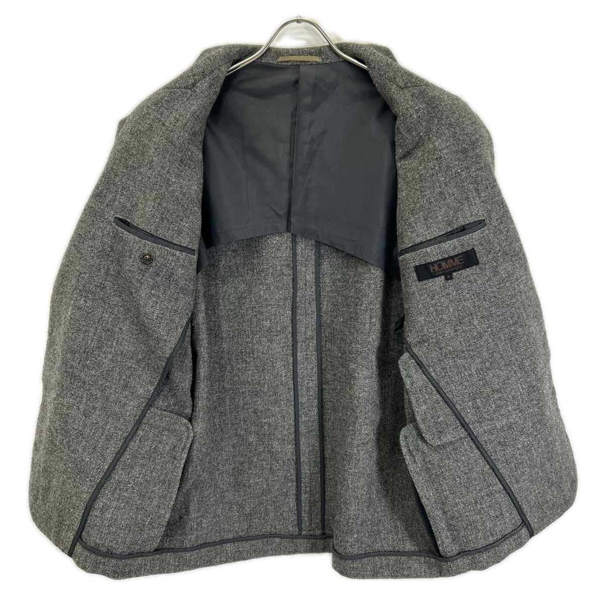COMMEdesGARCONS HOMME コムデギャルソンオム HJ-05023 グレー デカオム ウール 切り替え ジャケット ジャケット
