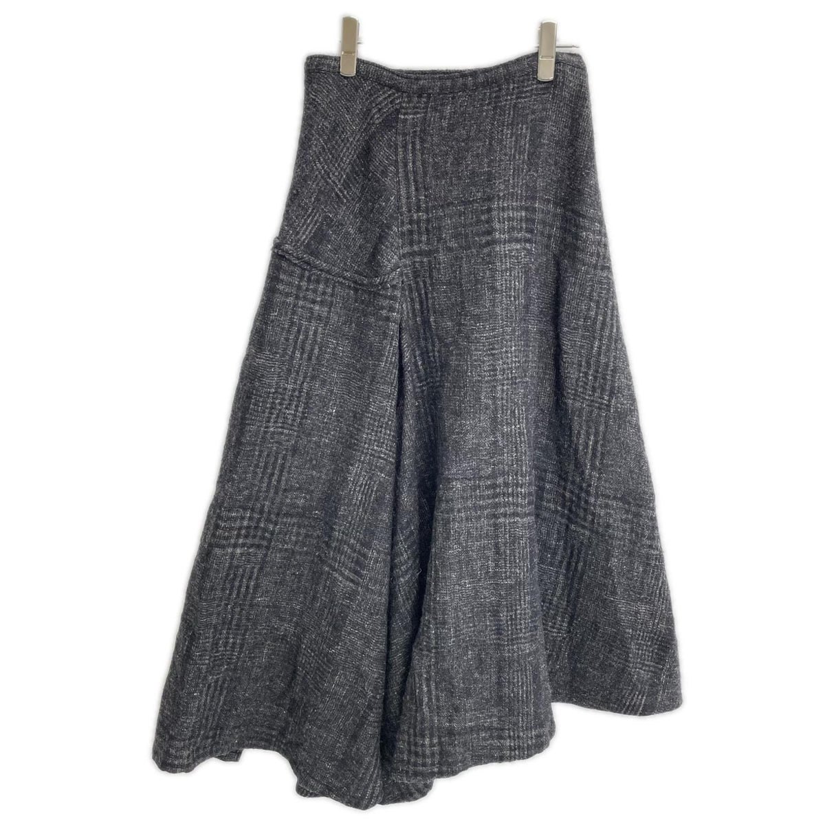 yohjiyamamoto ヨウジヤマモト FJ-S14-129 グレー ウールリネン ドビーチェック アシンメトリースカート スカート