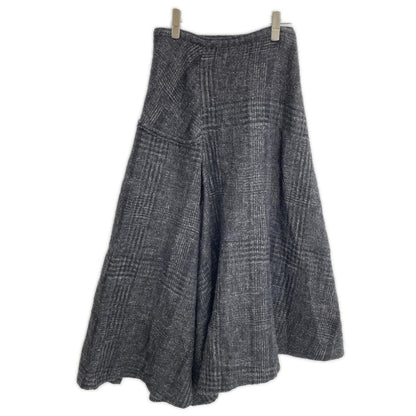 yohjiyamamoto ヨウジヤマモト FJ-S14-129 グレー ウールリネン ドビーチェック アシンメトリースカート スカート