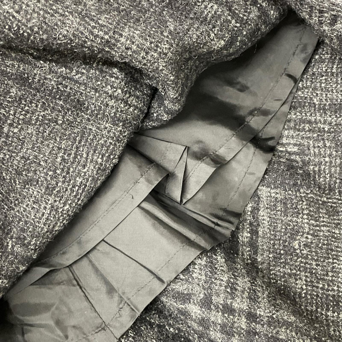 yohjiyamamoto ヨウジヤマモト FJ-S14-129 グレー ウールリネン ドビーチェック アシンメトリースカート スカート