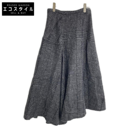 yohjiyamamoto ヨウジヤマモト FJ-S14-129 グレー ウールリネン ドビーチェック アシンメトリースカート スカート