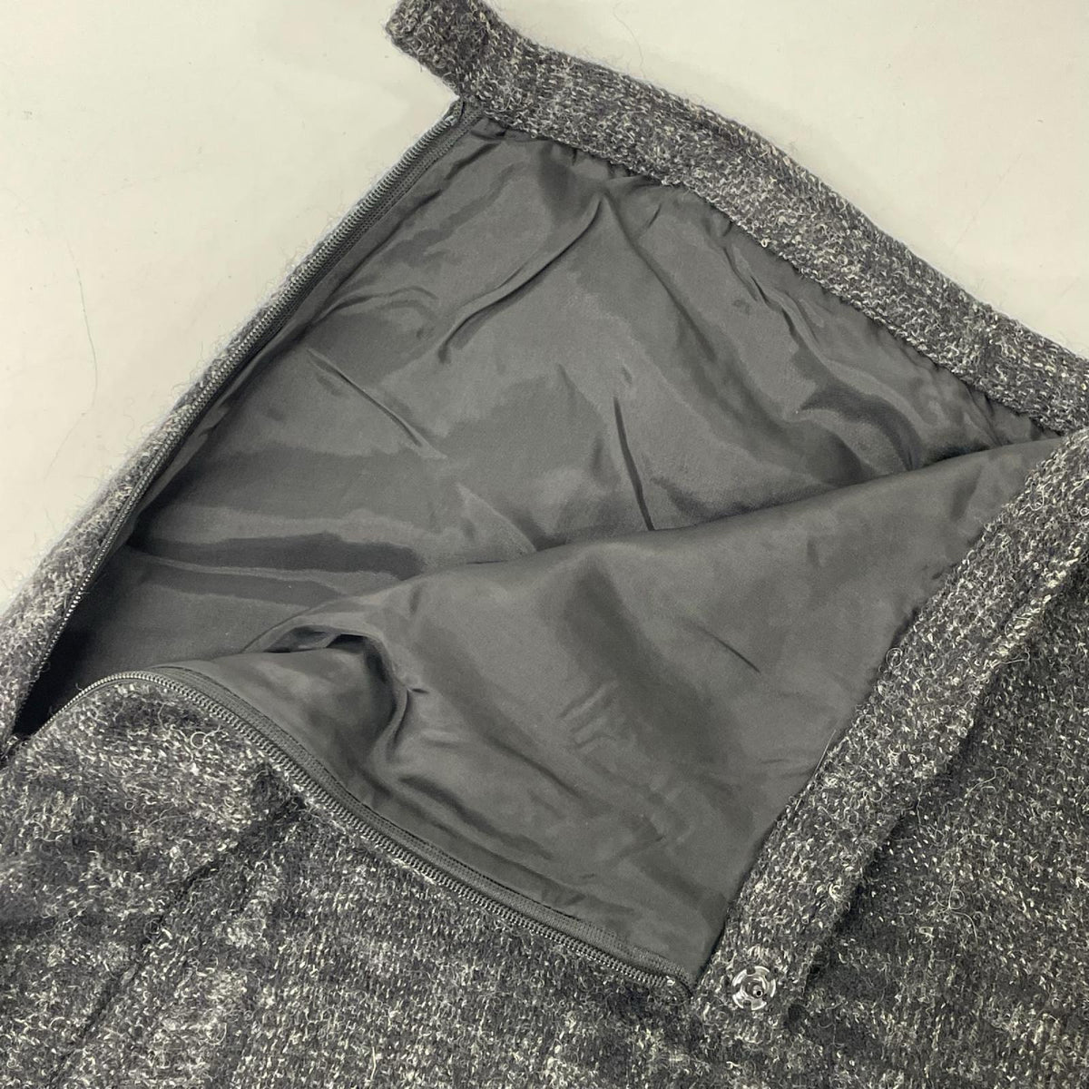 yohjiyamamoto ヨウジヤマモト FJ-S14-129 グレー ウールリネン ドビーチェック アシンメトリースカート スカート