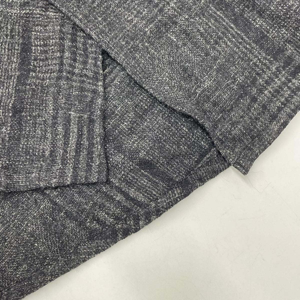 yohjiyamamoto ヨウジヤマモト FJ-S14-129 グレー ウールリネン ドビーチェック アシンメトリースカート スカート