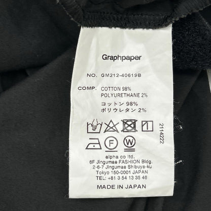 Graphpaper グラフペーパー GM212-40619B ブラック Stretch Typewriter Chef Pants ボトムス