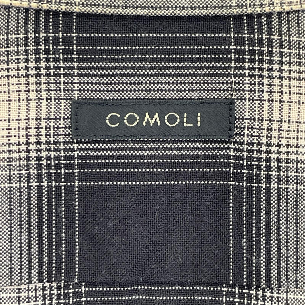 COMOLI コモリ X01-02008 23SS ブラック レーヨンチェック オープンカラーシャツ トップス