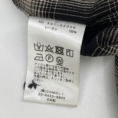 COMOLI コモリ X01-02008 23SS ブラック レーヨンチェック オープンカラーシャツ トップス